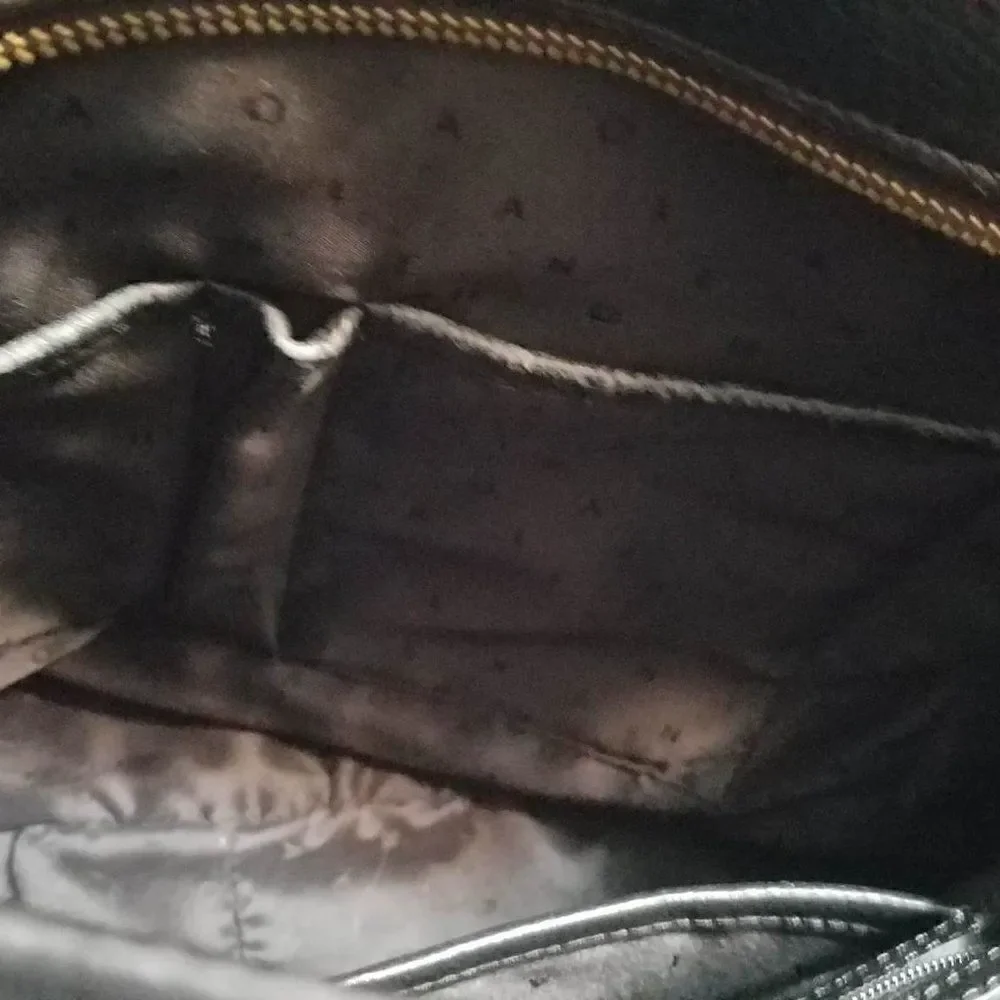 Cole Haan Black Pebbled Leather Hobo Bag with Outside Zip Pocket